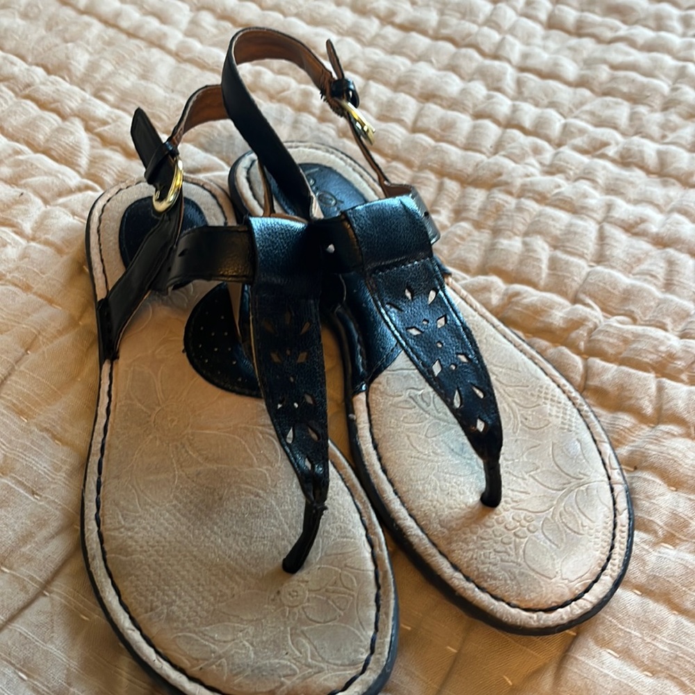 Cute black leather sandals